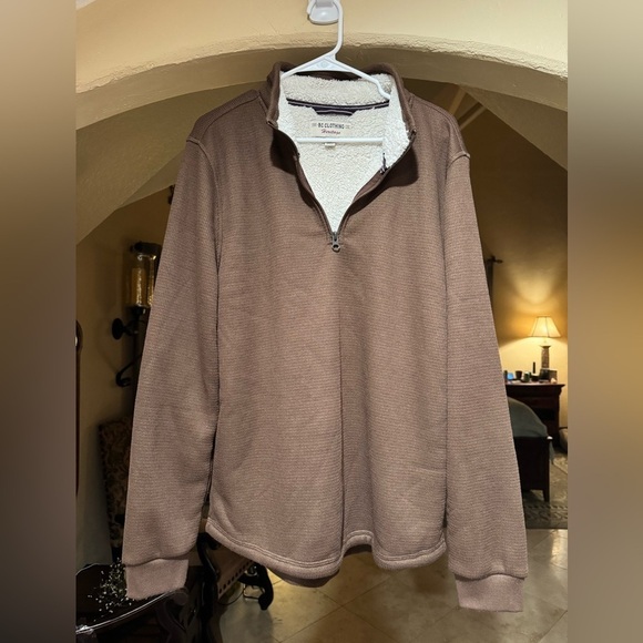 BC Clothing Company Other - Men's Brown Zip-Up Sweater With Sherpa Lining